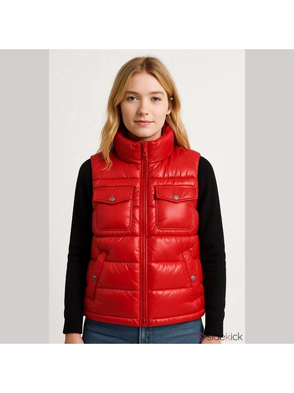 Faded Glory XL Red Puffer Vest Quilted Women's